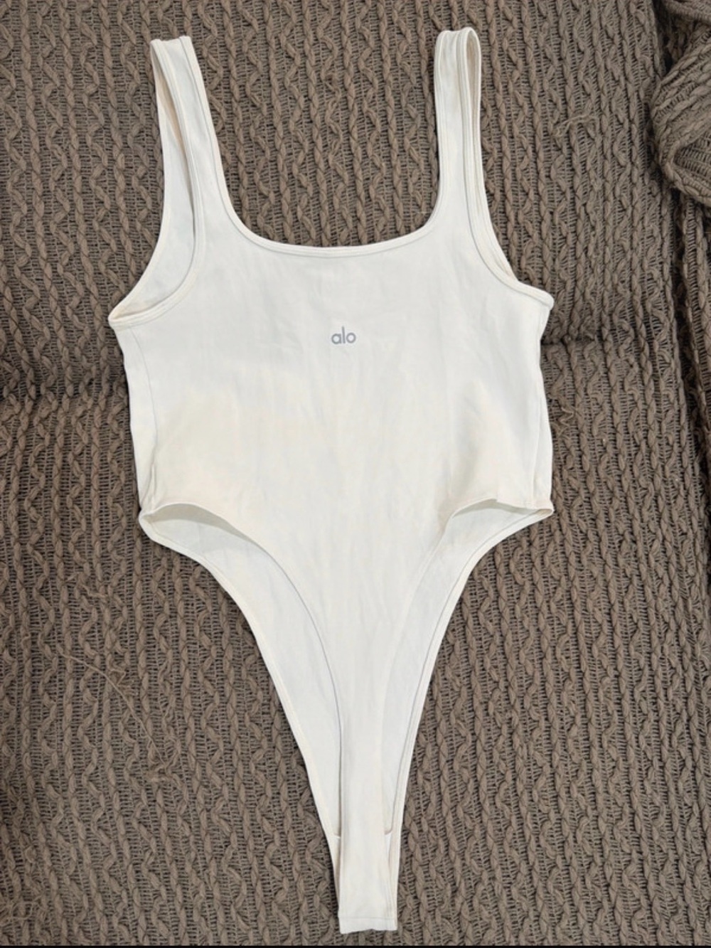 ALO Yoga White Scoop One-Piece Bodysuit